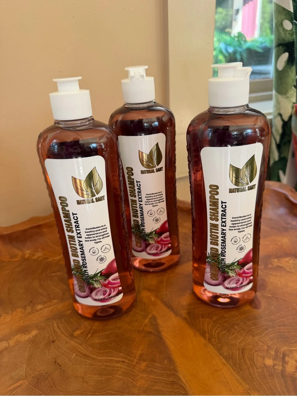 Bundle 3 NATURAL SANT Rosemary Extract & Onion Biotin Bath & Body Hair Shampoo